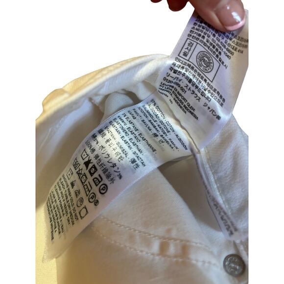 Levi's White Classic Straight Leg Jeans Sz 31 High Rise Ankle Length Stretch - Picture 5 of 7